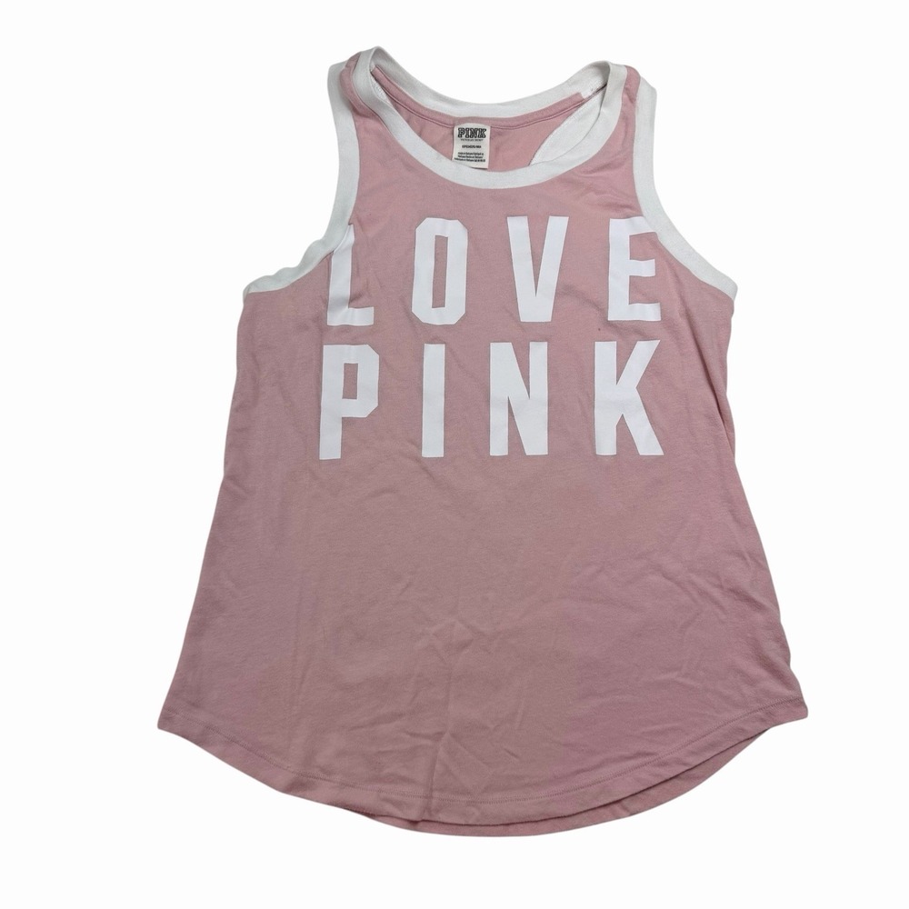 Victoria's Secret PINK Y2K Racerback Workout Tank Top Printed Logo Small